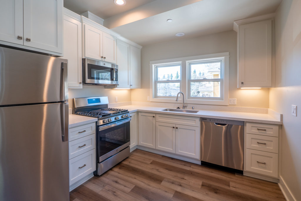 View of the interior of a newly constructed apartment complex in Grass Valley, CA 